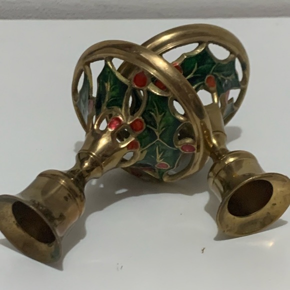 Vintage Set of  HAMPTON BRASS Christmas Candle Holders - Picture 4 of 6